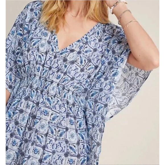 Rujuta Sheth Anthropologie Marie Cinched Kaftan Maxi Dress One Size Resort Beach - Picture 2 of 13